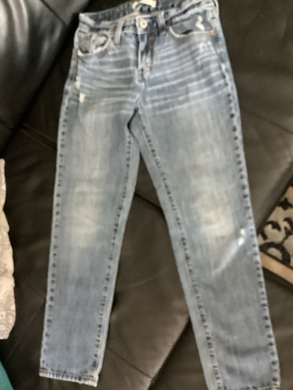 Abercrombie & Fitch Faded Black Distressed Kids Jeans